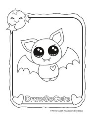 Halloween bat coloring page â draw so cute