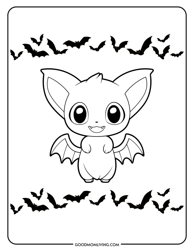 Bat coloring pages for kids free printable