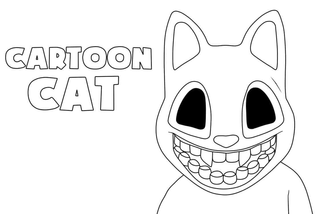 Cartoon cat is scary coloring page