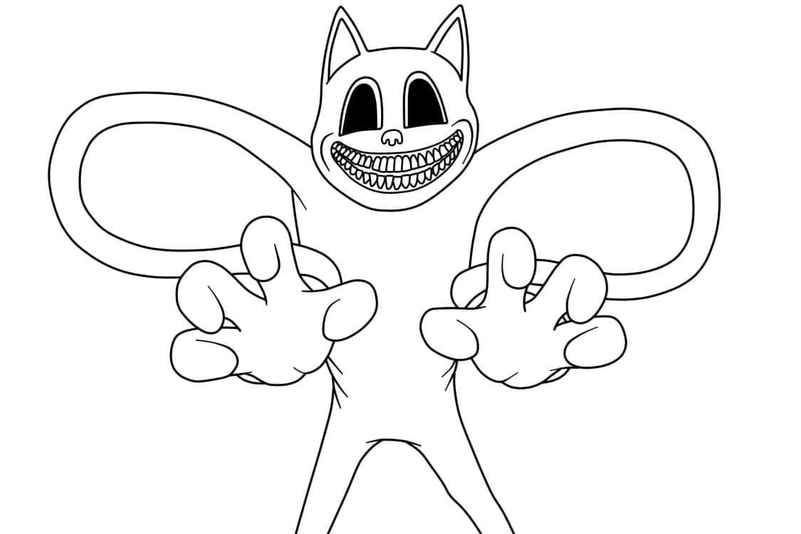 Print cartoon cat coloring page