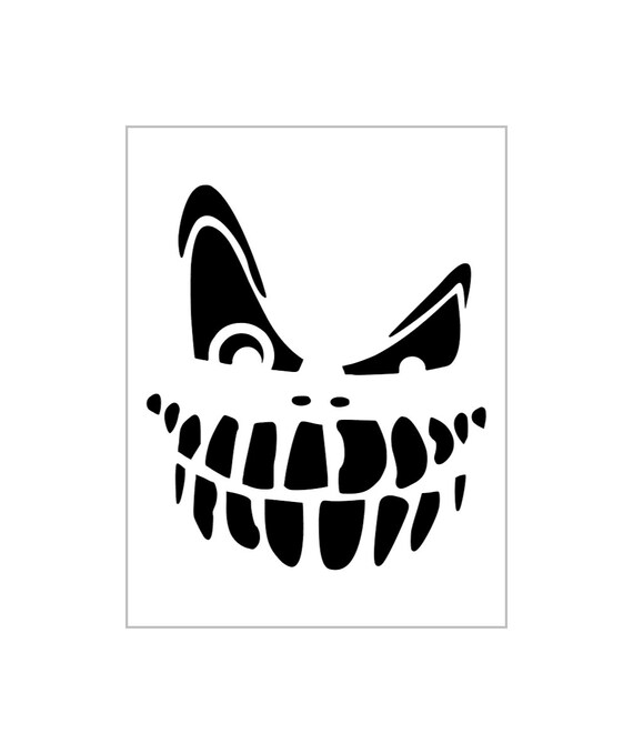 Evil smile ghost stencil halloween scary creepy monster pumpkin carving reusable sheet s