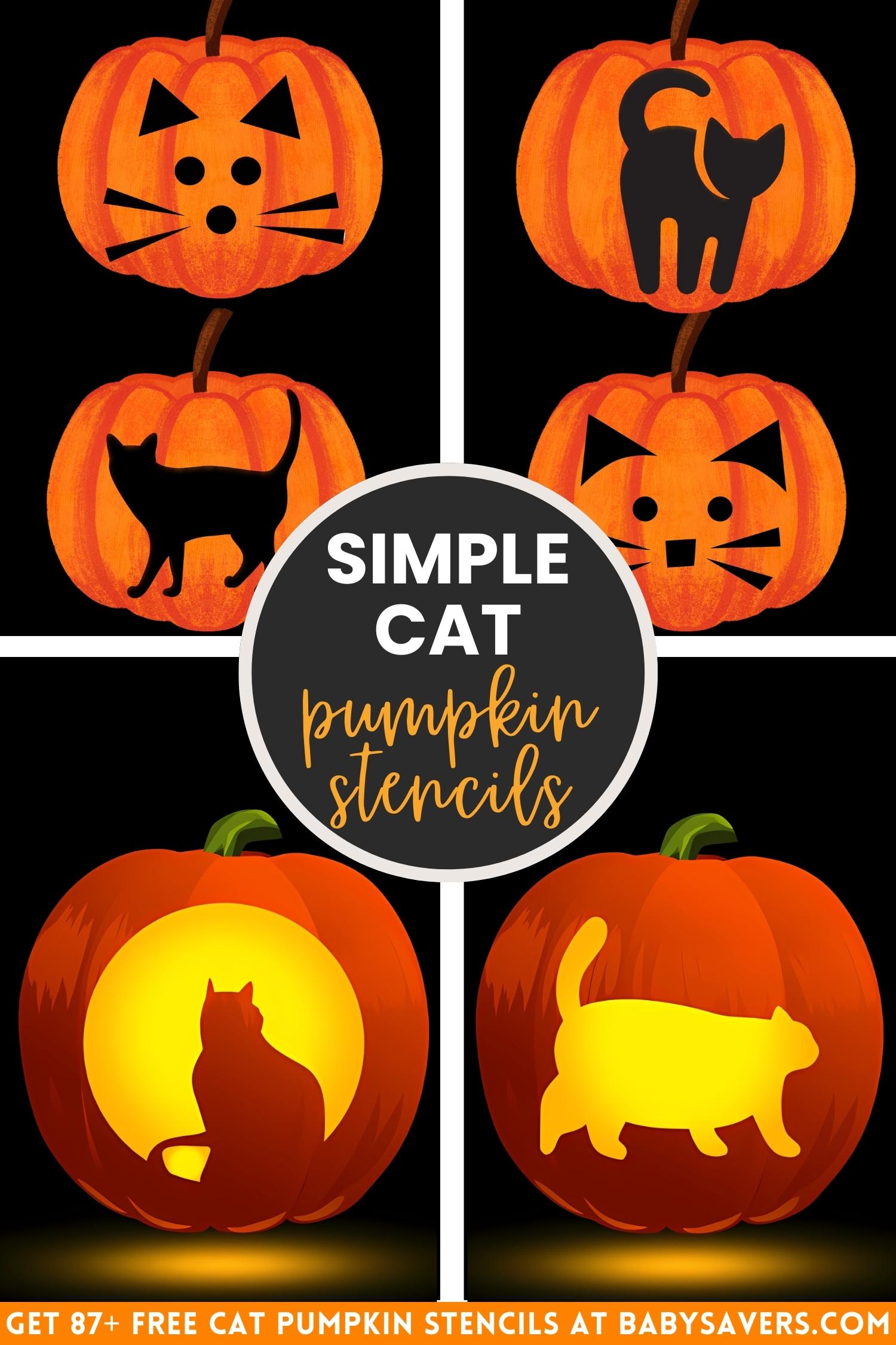 Free cat pumpkin carving stencils