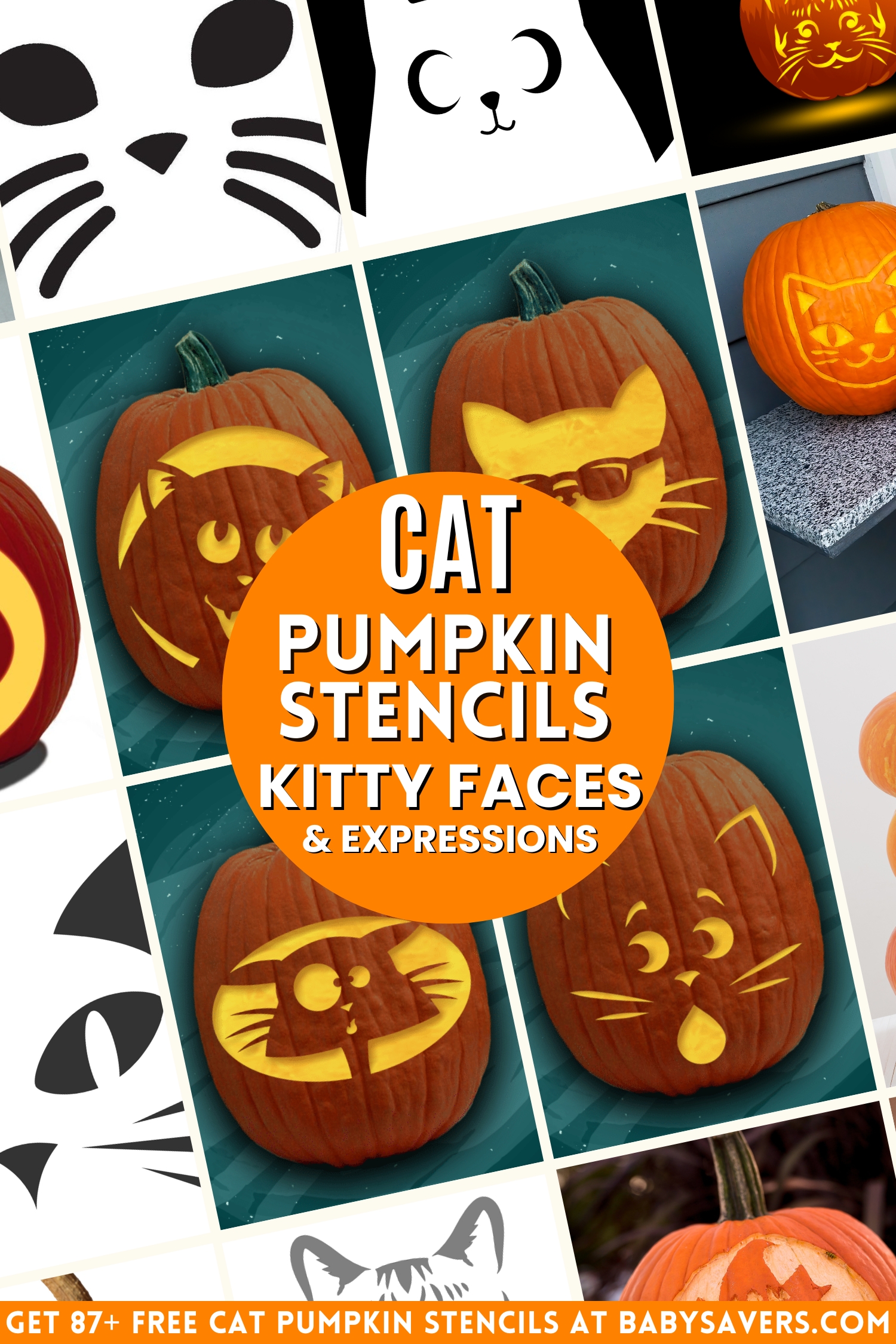 Free cat pumpkin carving stencils