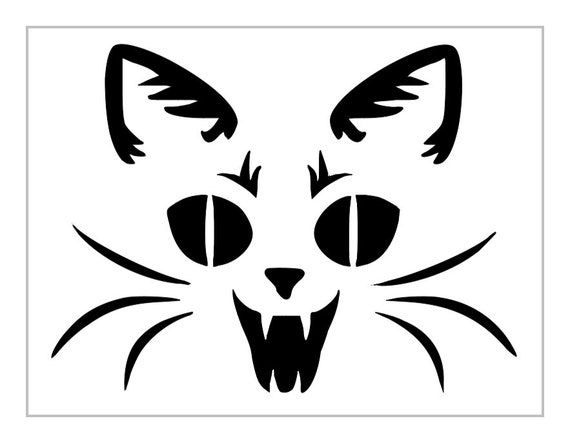 Evil cat face stencil halloween scary pumpkin carving reusable