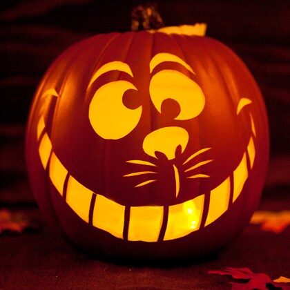 Cheshire cat pumpkin carving template