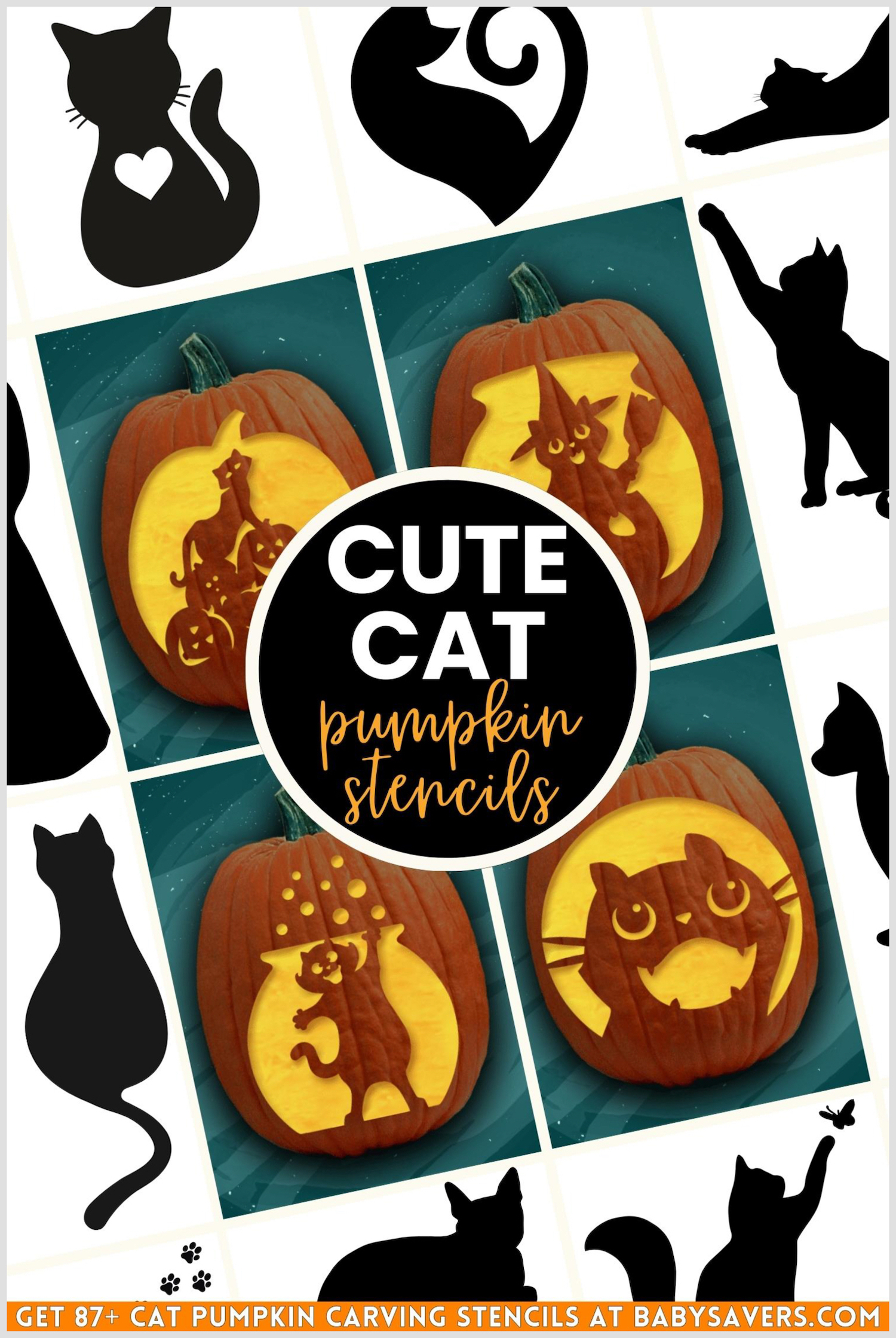 Free cat pumpkin carving stencils