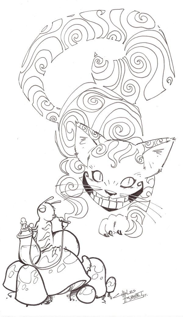 Sketchy cheshire cat by kidnotorious on deviantart steampunk coloring animal coloring pages cat coloring page