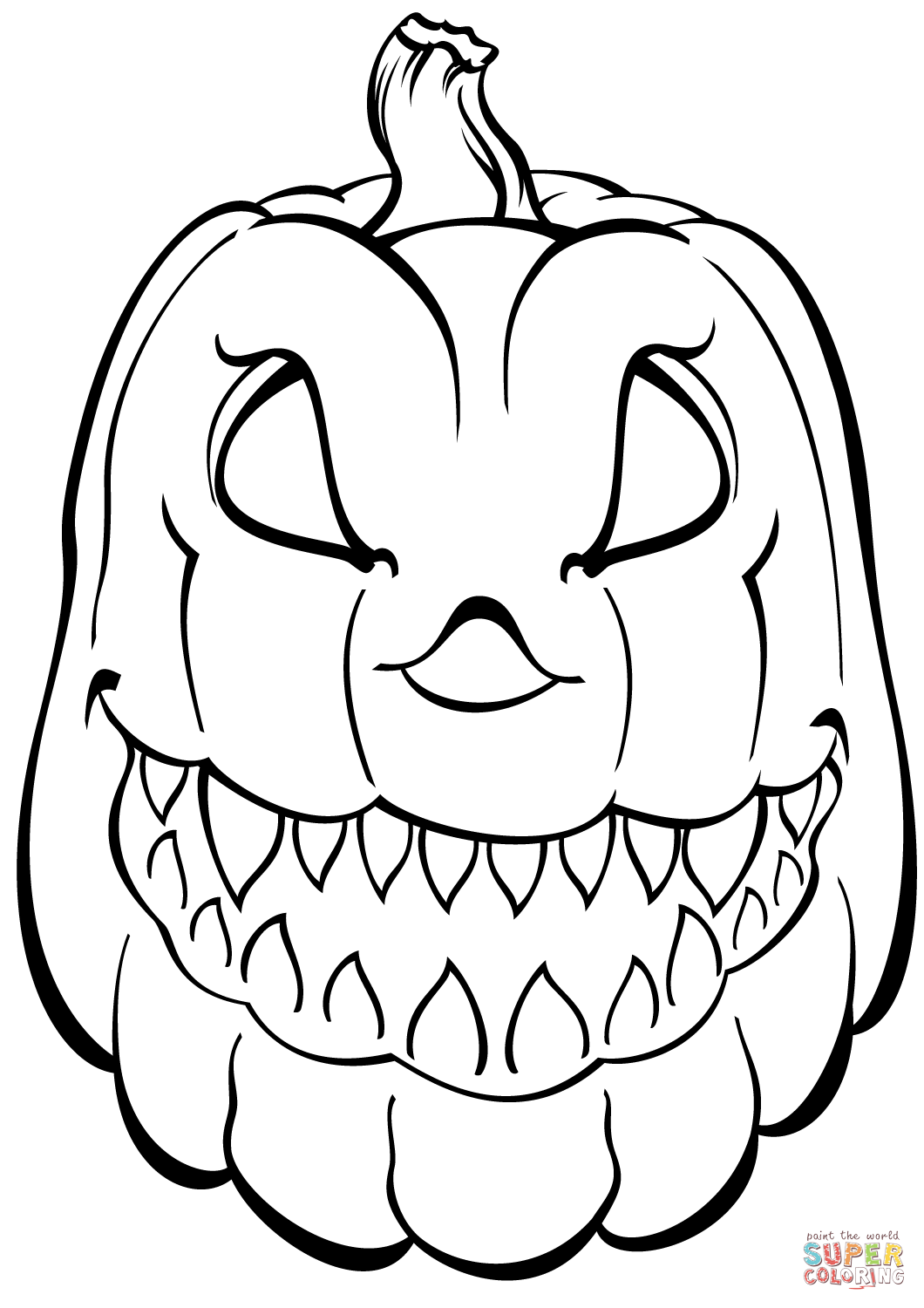 Scary pumpkin coloring page free printable coloring pages