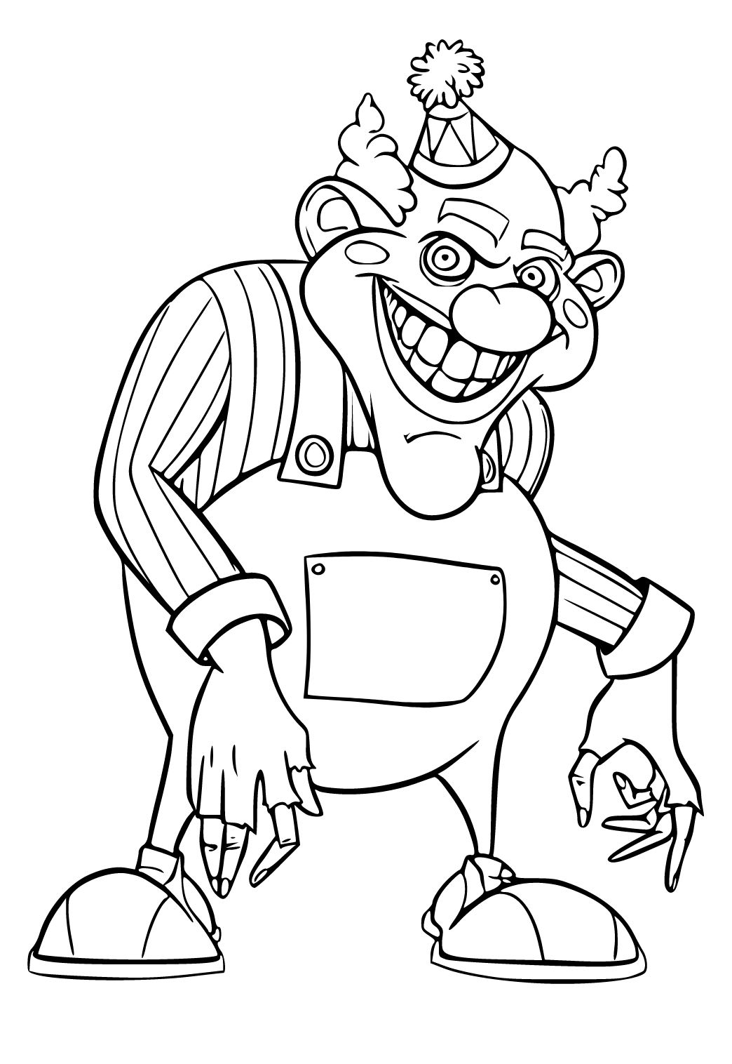 Free printable scary clown coloring page for adults and kids