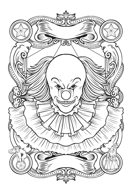 Premium vector clown coloring page