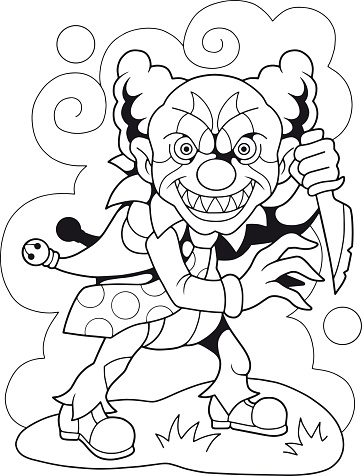 Scary clown monster coloring book funny illustration stock illustration