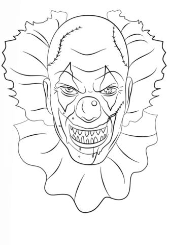 Scary clown coloring page free printable coloring pages