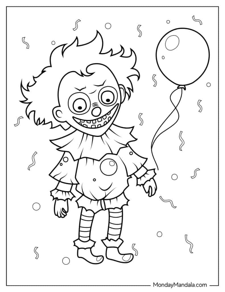 Clown coloring pages free pdf printables