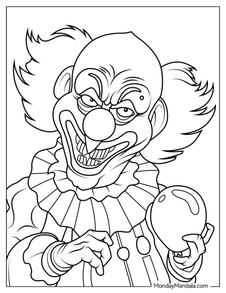 Clown coloring pages free pdf printables