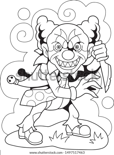 Cartoon scary clown monster coloring book àààààààààªàààà àààààààààààªààààà