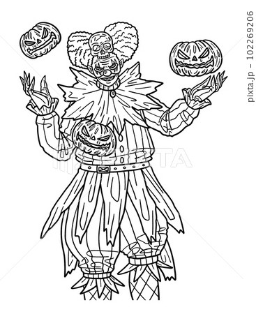 Halloween clown isolated coloring page for adults