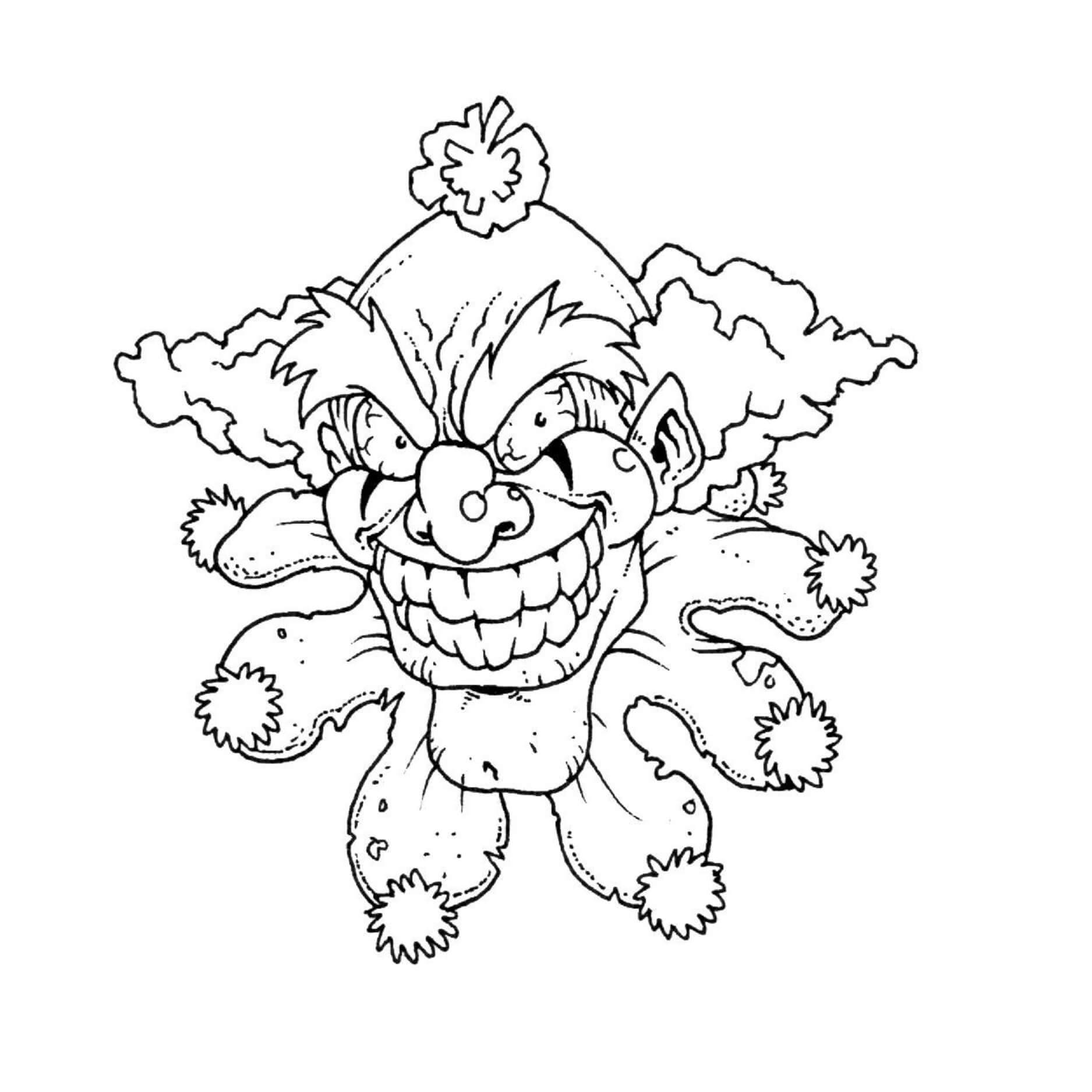 Monster clown coloring page