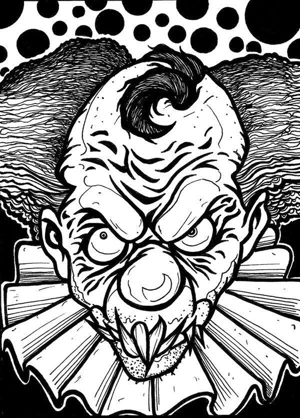 Scary clown coloring page