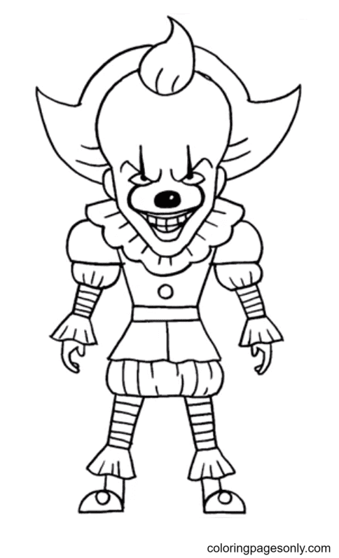 Creepy clown coloring page