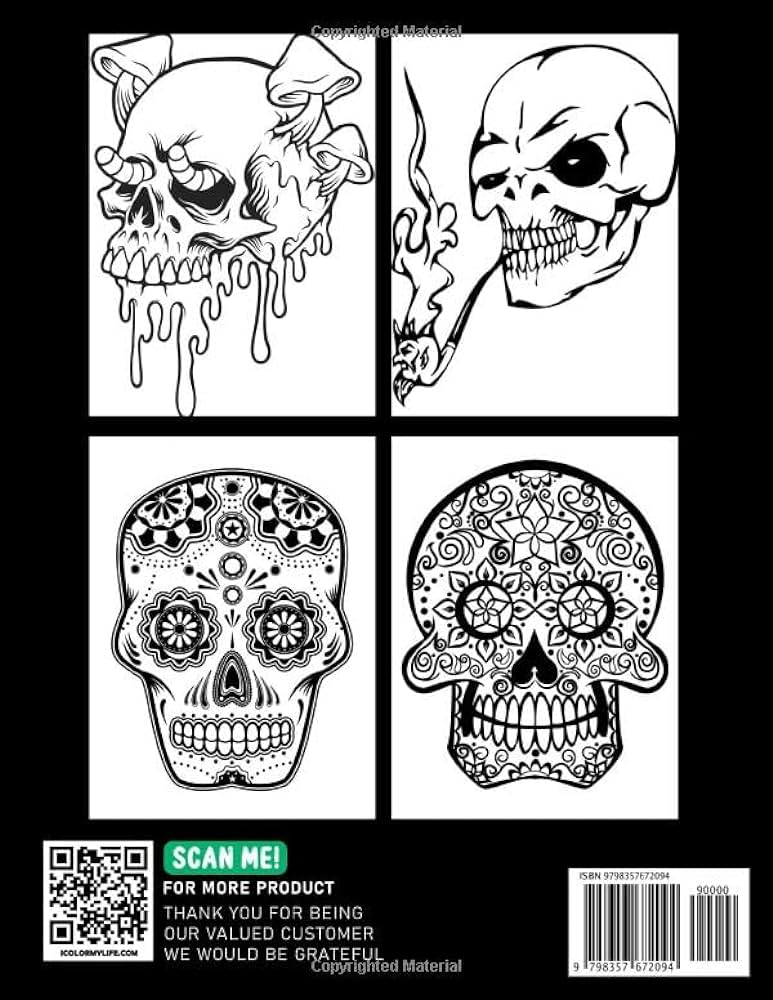 Evil skull coloring book for adults halloween picture book about scary skull with coloring pages inside gift for men and women to relax and have fun atherton kendall atherton