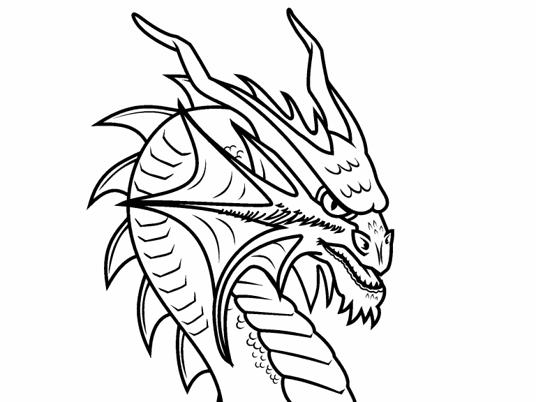 Scary dragon coloring page