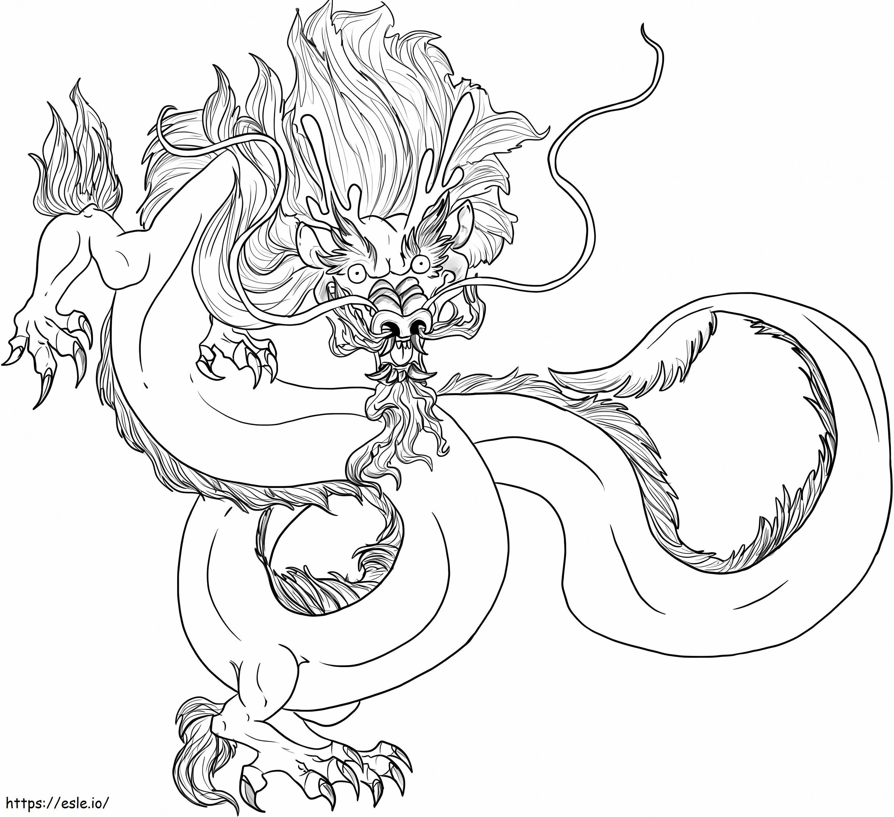 Scary chinese dragon coloring page