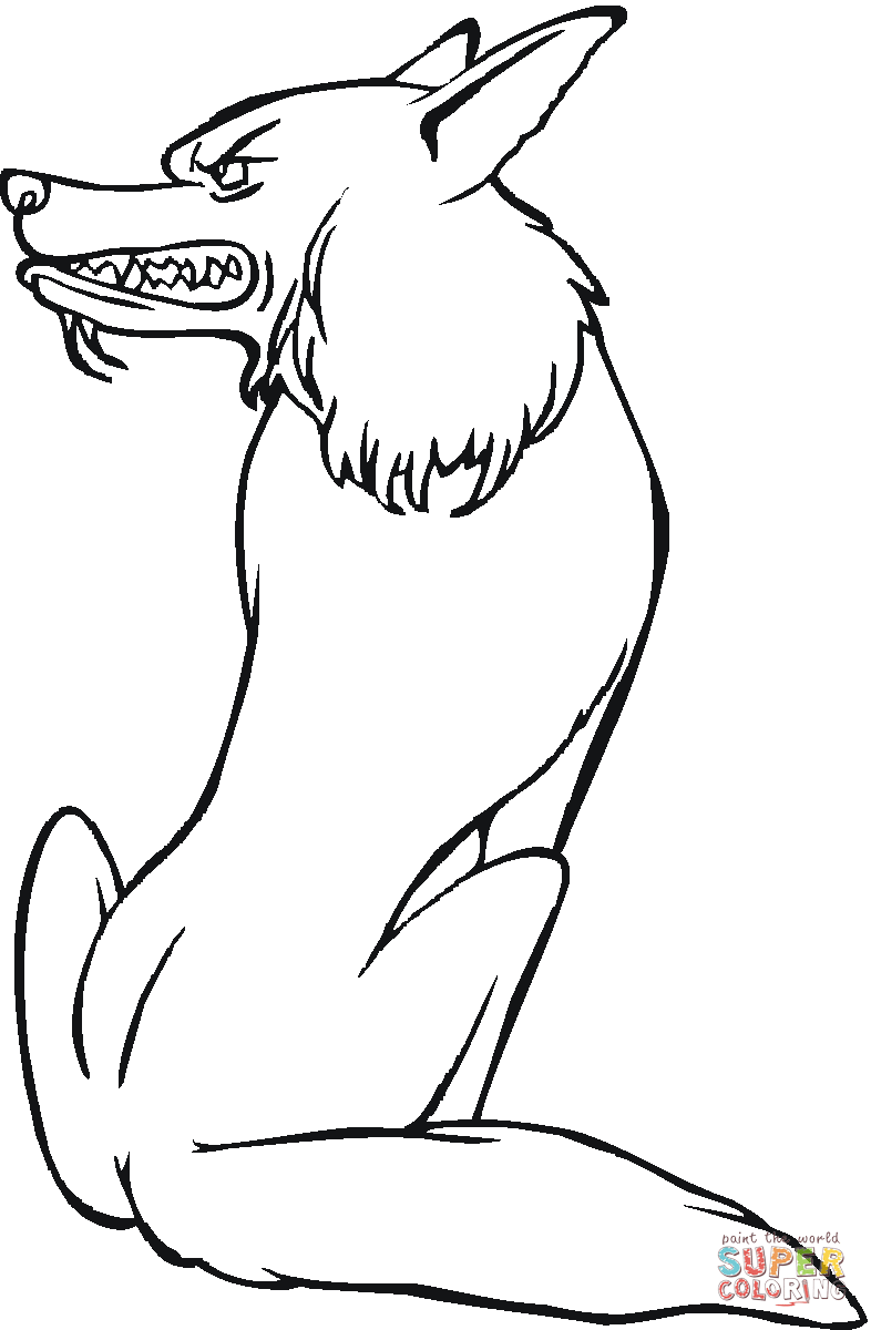 Wolf with scary face coloring page free printable coloring pages