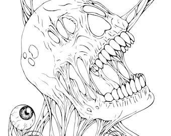 Paranoia printable horror adult coloring page lineart digital download pdf file