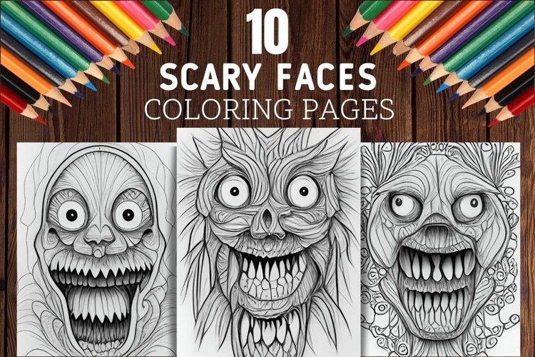 Scary faces coloring pages