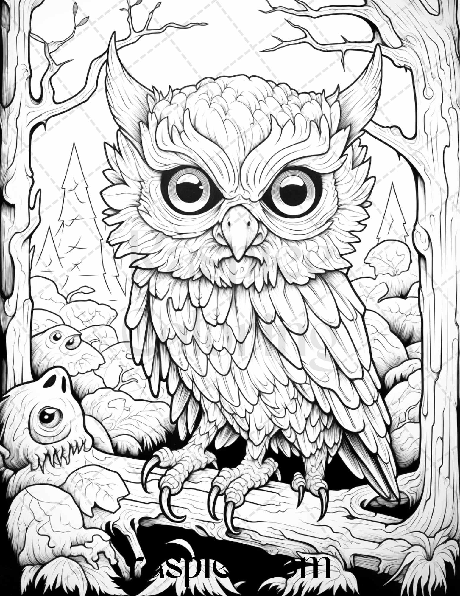 Halloween scary animals grayscale coloring pages printable for adul â coloring