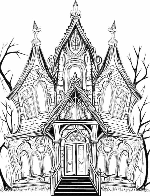 Creative haunted house coloring pages