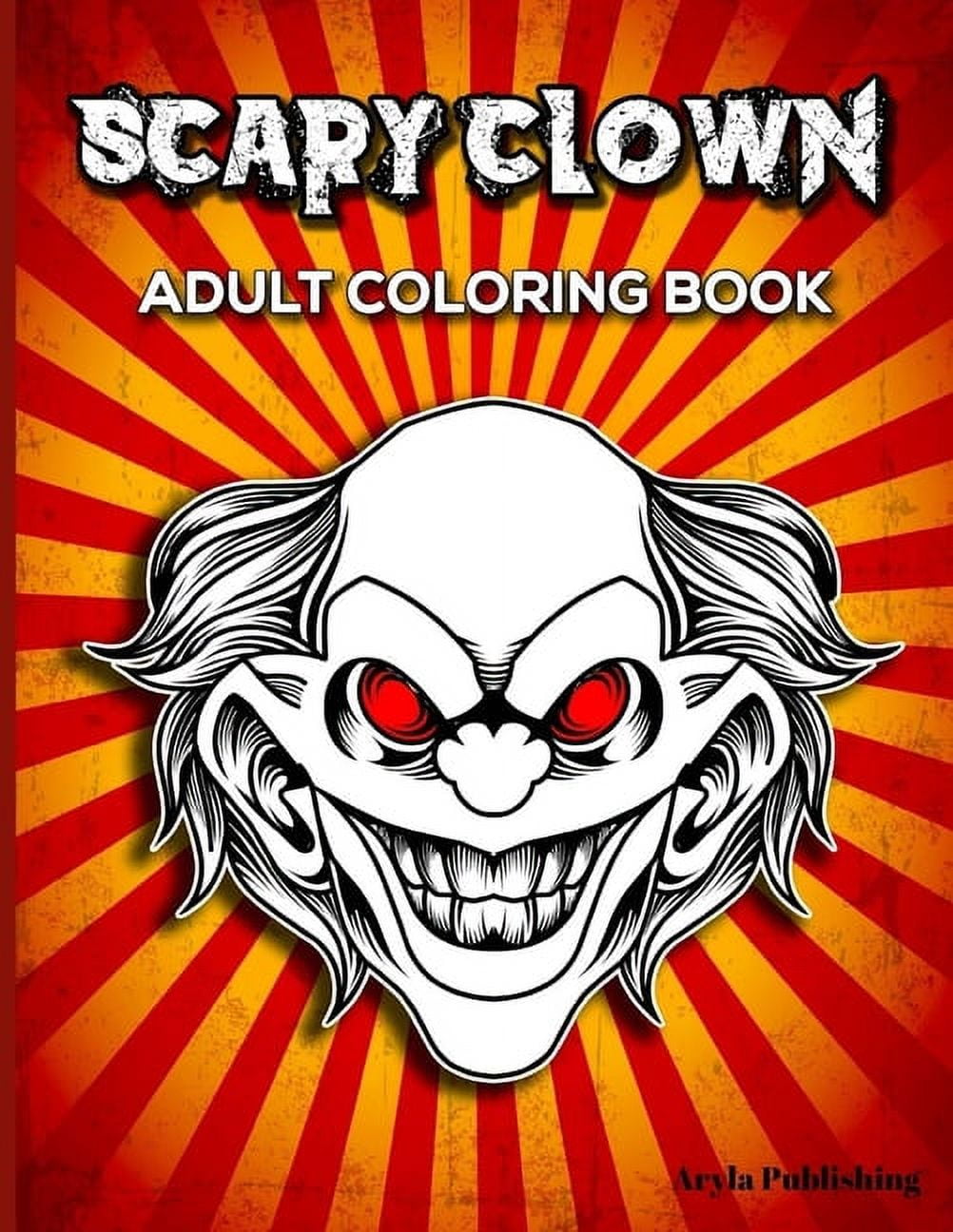 Scary clown adult colouring fun stress relief relaxation and escape