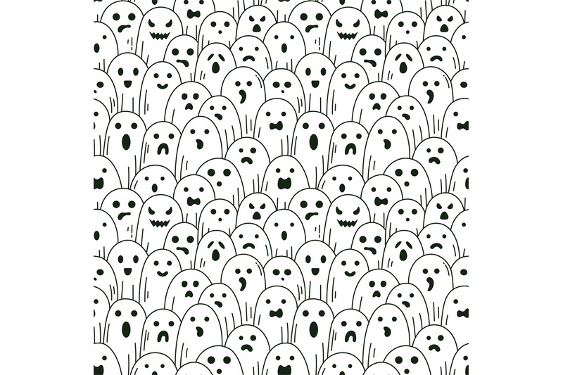 Halloween ghost pattern spooky halloween linear ghosts scary phantom by winwinartlab