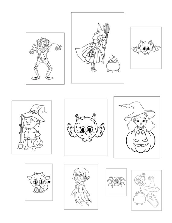 Not so scary halloween coloring pages printable for kids autumn fall cute download october coloring pages set