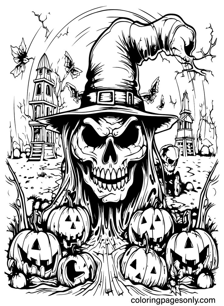 Scary halloween coloring pages