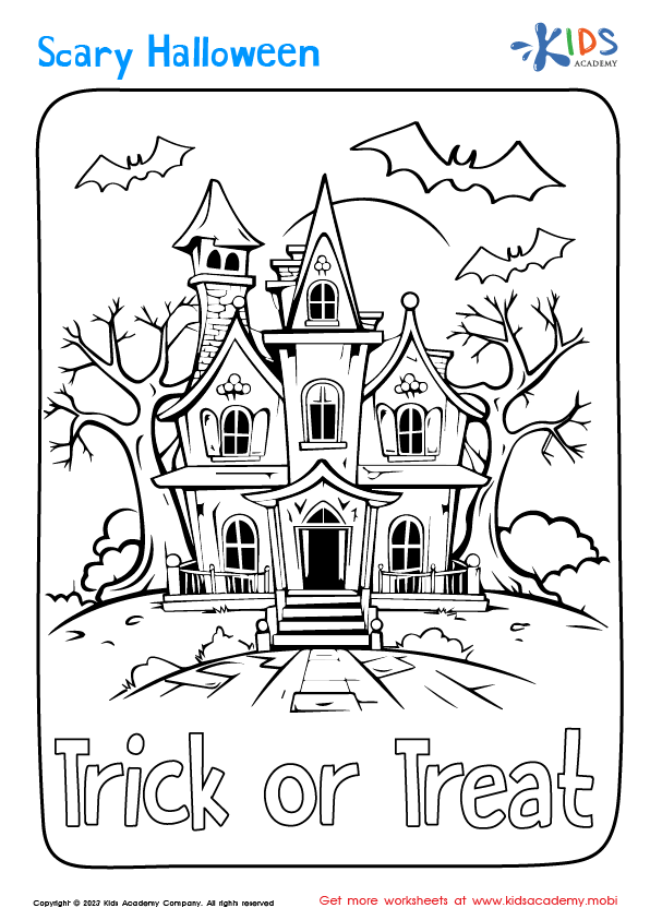 Free haunted house coloring sheet