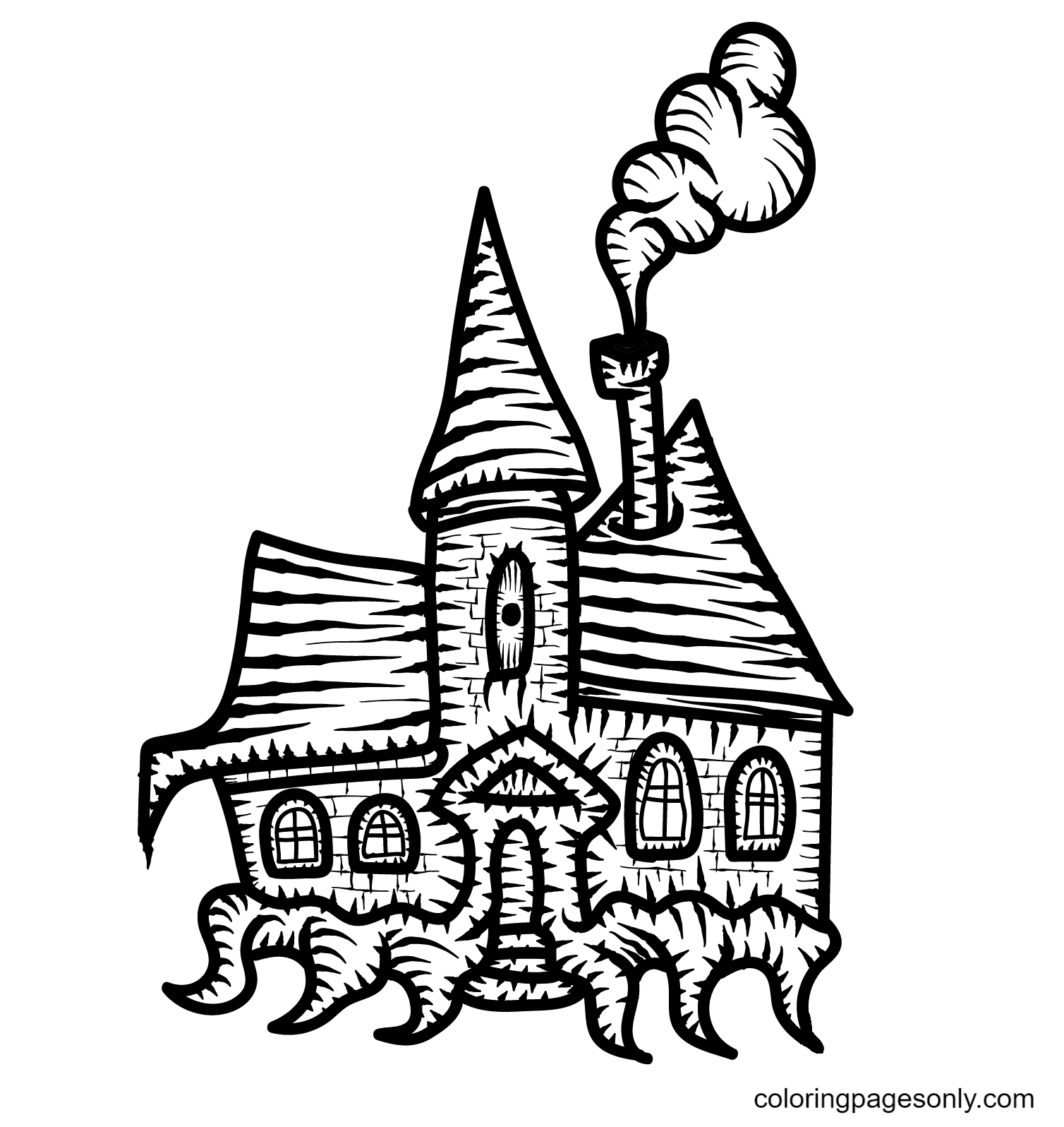 Haunted house coloring pages printable for free download