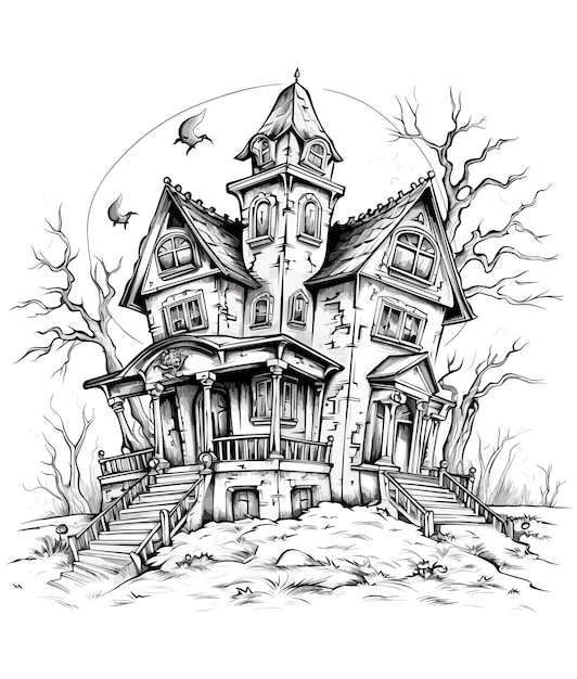 Haunted house coloring images