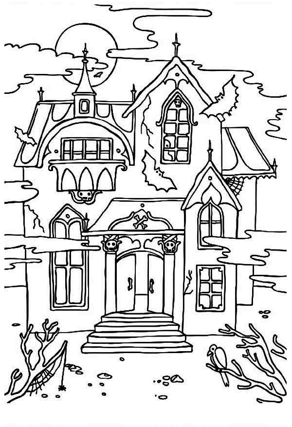 Free printable haunted house coloring pages for kids