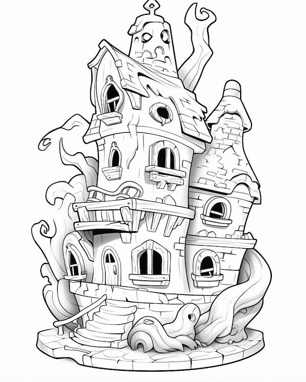 Creative haunted house coloring pages