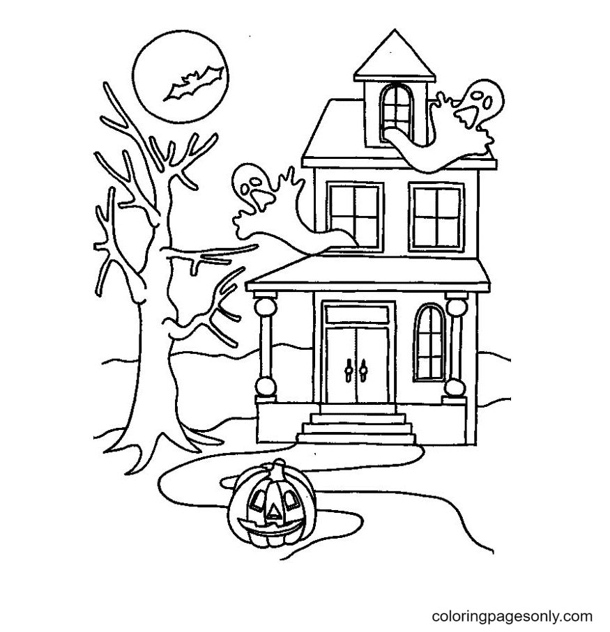 Haunted house coloring pages printable for free download