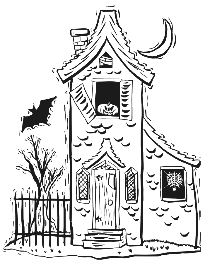 Haunted house coloring page spooky haunted house