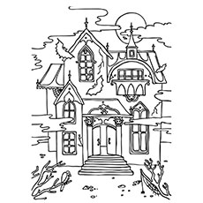 Top free printable haunted house coloring pages online