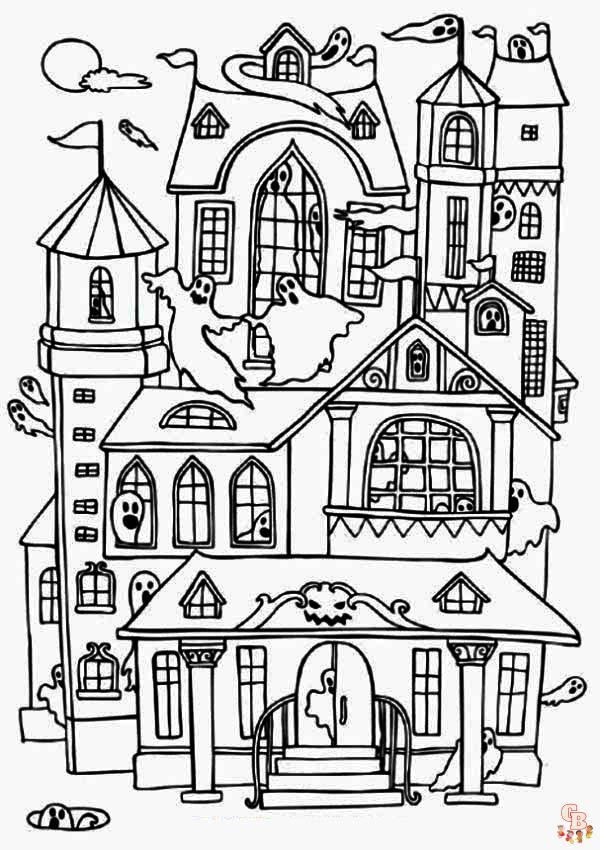 Spooky fun with haunted house coloring pages