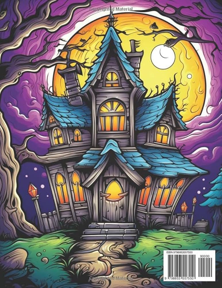 Spooky pages haunted houses coloring book of spooky haunted house exteriors for kids of all ages to color pari dustin j books