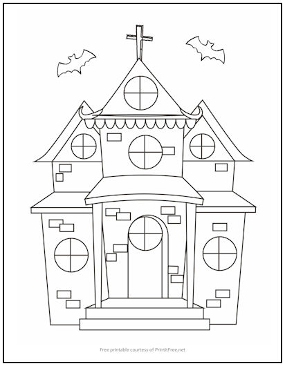 Halloween haunted house coloring page print it free