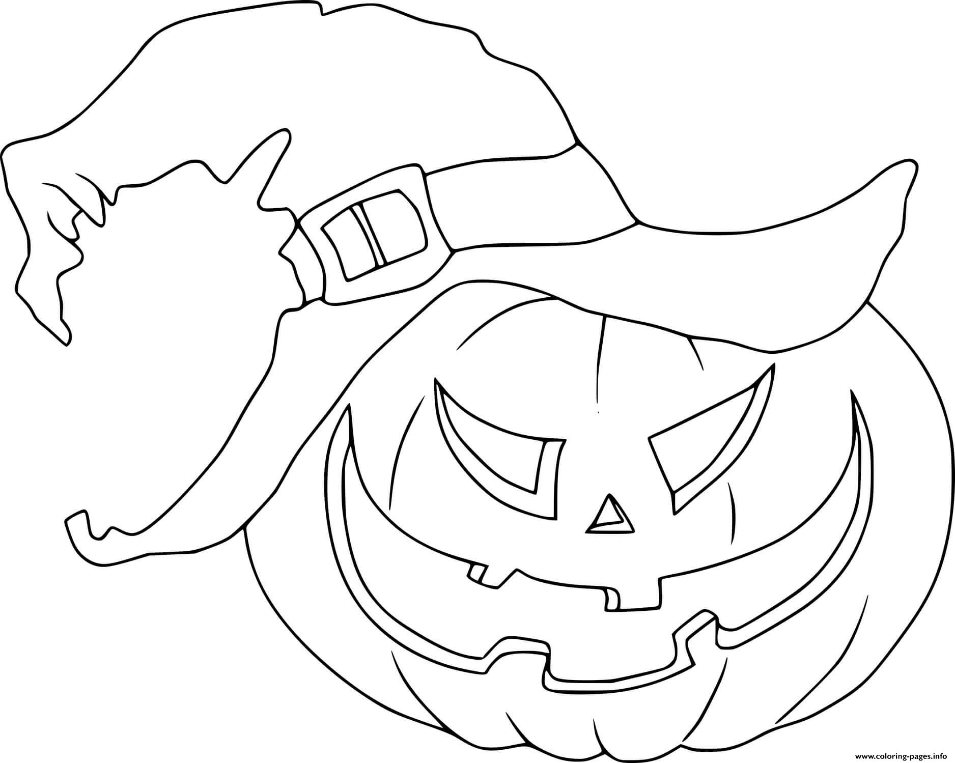 Scary jack o lantern witch coloring page printable