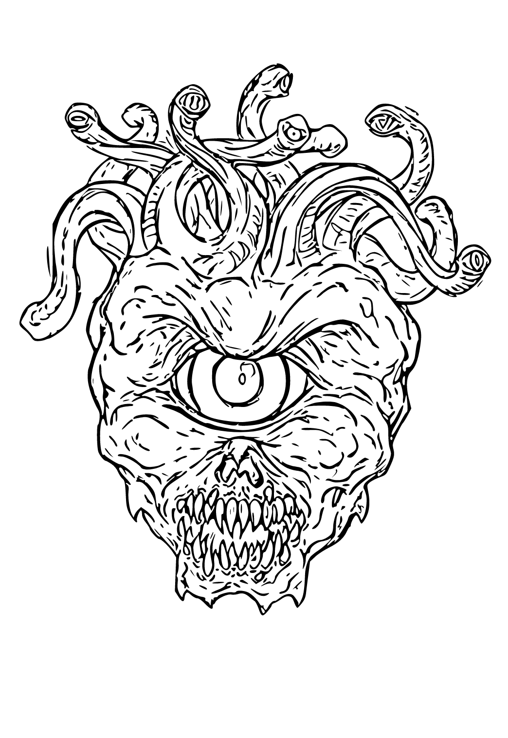 Free printable scary monster coloring page sheet and picture for adults and kids girls and boys