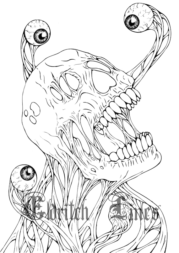 Paranoia printable horror adult coloring page lineart digital download pdf file