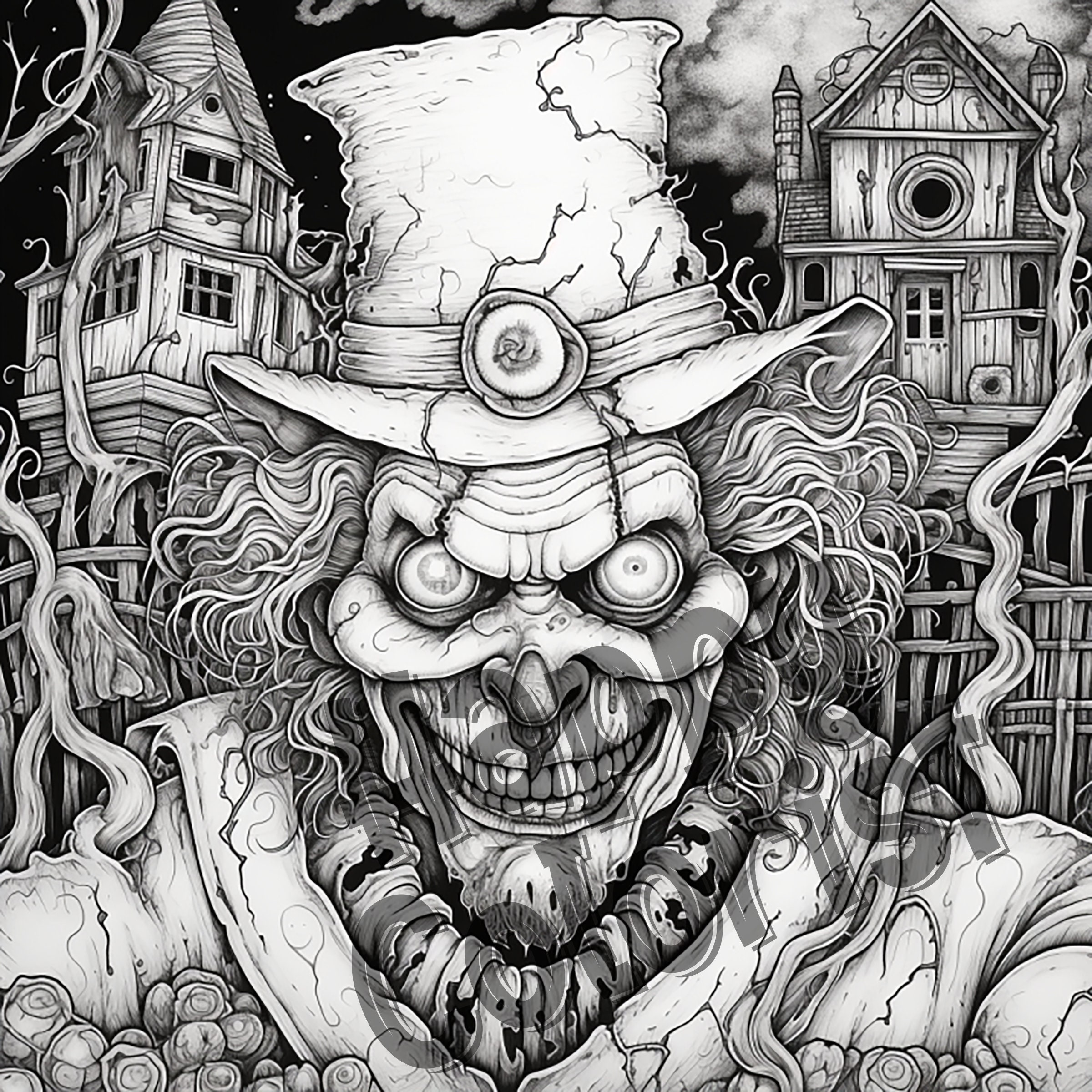 Haunted halloween adult coloring pages horror coloring pages for a thrilling experience